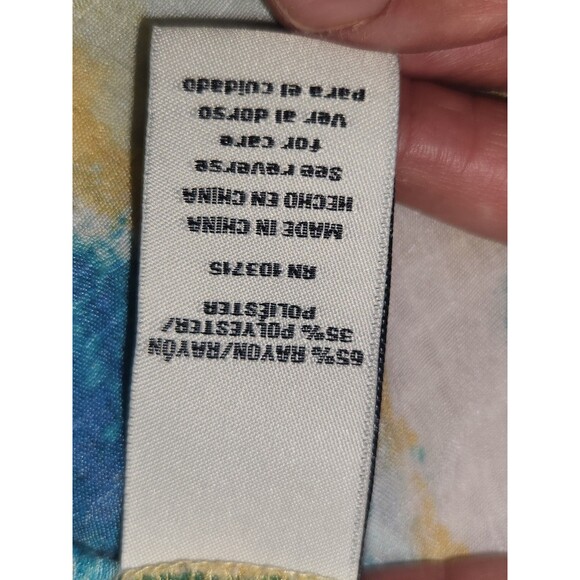 Zac & Rachel Woman 1X Colorful Watercolor Dolman Ruffle Sleeve‎ Blouse Top - Picture 6 of 8